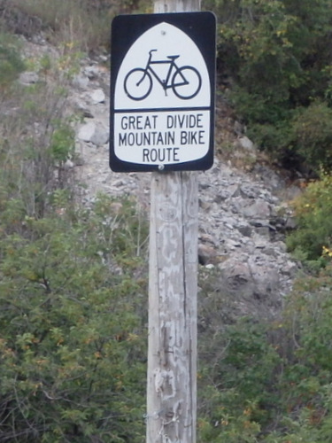 GDMBR: The only sign for the Great divide Mountain Bike Route that we have ever seen.